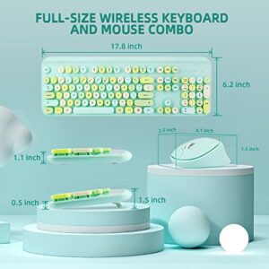 Colorful Wireless Keyboard and Mouse Combo,Full-Sized Ergonomic Keyboard,Round Typewriter Flexible 104 Key,3 DPI Adjustable Mouse,2.4GHz Connection for Windows 11/10/8/7 and Computer/Desktop/PC/Laptop