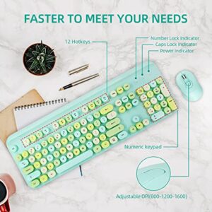 Colorful Wireless Keyboard and Mouse Combo,Full-Sized Ergonomic Keyboard,Round Typewriter Flexible 104 Key,3 DPI Adjustable Mouse,2.4GHz Connection for Windows 11/10/8/7 and Computer/Desktop/PC/Laptop