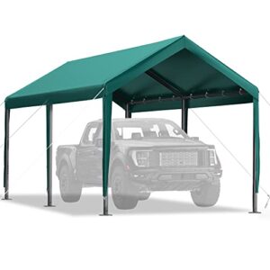 cityflee carport,10'x 20' upgraded heavy duty carport with wind rope, portable garage for car, truck, boat, car canopy with all-season tarp, green