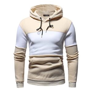 maiyifu-gj men's patchwork slim fit hoodies color block sport hooded sweatshirt long sleeve contrast color pullover hoodie (light yellow,4x-large)