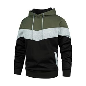 maiyifu-gj camo loose fit hoodies for men color block sport hooded sweatshirt long sleeve contrast color pullover hoodie (armygreen 3,x-large)