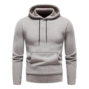 maiyifu-gj men casual solid fleece hooded sweatshirt loose fit knitted pullover hoodie athletic drawstring hooded sweatshirts (light grey,3x-large)