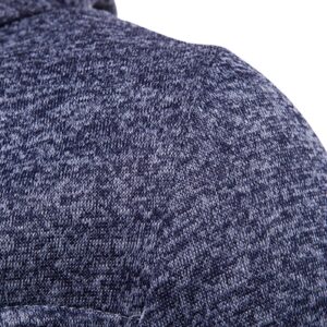 Maiyifu-GJ Men Thermal Fleece Long Sleeve Hoodies Casual Lightweight Knit Hooded Sweatshirt Winter Drawstring Pullover Hoodie (Dark Blue,Medium)