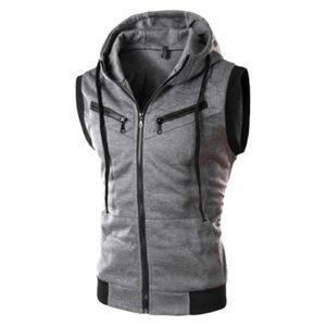 maiyifu-gj men's slim fit zip up vest workout sleeveless zipper hooded sweatshirt casual lightweight gym tank top hoodies (dark grey,large)