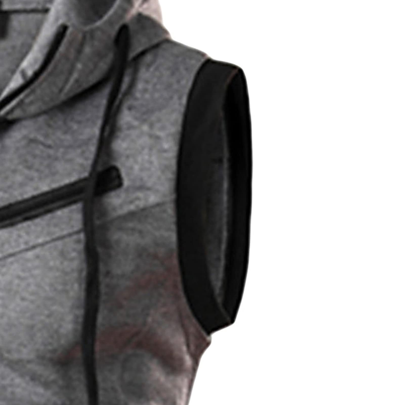 Maiyifu-GJ Men's Slim Fit Zip Up Vest Workout Sleeveless Zipper Hooded Sweatshirt Casual Lightweight Gym Tank Top Hoodies (Dark Grey,Large)