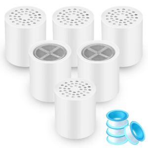 enhon 6 pack 20 stage shower filter replacement cartridge, shower head filter refill for hard water to remove chlorine fluoride heavy metal, high output bath filter cartridges for skin hair healthy
