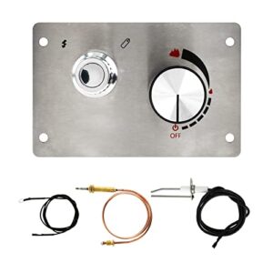 etermeta fire pit gas burner flame failure safety valve, stainless steel control systems panel kit, including push button igniter and lpg propane gas control safety valve replacement kit