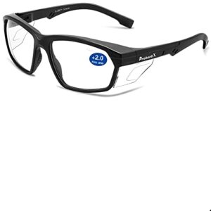 protectx safety reading glasses 2.0 diopter, safety glasses with readers 2.0, reader safety glasses 2.0, ansi z87.1 rated