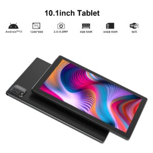 Tablet 10 Inch, Android 11 Tablets, Quad-Core 1.8GHz Processor, 64GB Storage and 512GB Expand, 4GB RAM, 8MP Dual Camera, 1280x800 IPS HD Display Screen, Support WiFi & BT, 6000mAh Long Battery Life.