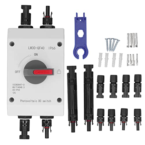 Solar Combiner Box, 1500V DC 32A 4P IP66 Waterproof Insulated Switch Professional Power Solar PV DC Quick Disconnect Switch for Solar Power System RV Boats (Proctive)