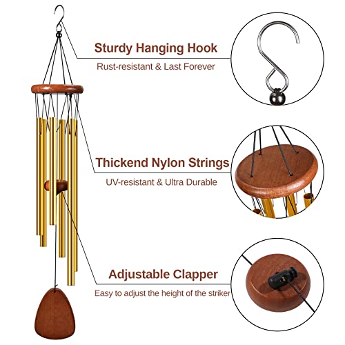 WindCraft Wind Chimes - 26 Inch Wooden Wind Chimes for Outside, Wind Chimes Outdoor Clearance, Windchimes Outdoors, Memorial Wind Chimes, Elegant Chime for Home Decor, Garden Decor, Patio Décor