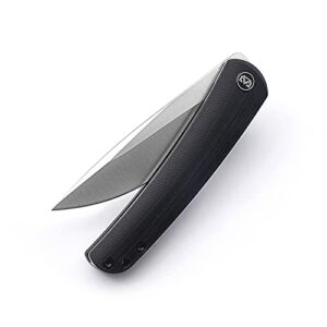 miguron knives akri front flipper folding knife 3.5" 14c28n satin blade g10 handle pocket knife mgr-801wh