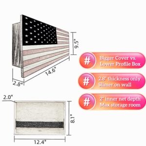 UraiseWerk handmade decorative wooden box concealed cabinet with slidable American flag cover