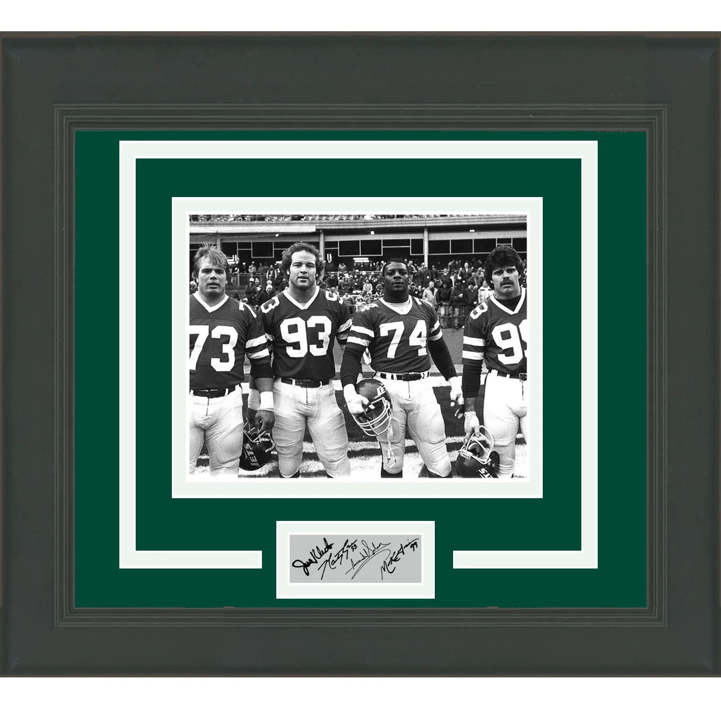 Framed New York Jets Sack Exchange Facsimile Laser Engraved Signature Auto 15x16 Football Photo