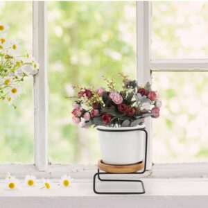 1set Household Container Decorative Pottery Ornament Rack Art Base Planter Desk Air Implement Ceramic Terrarium Metal Arrangement Vase Cacti Wall Idea with Bonsai Iron