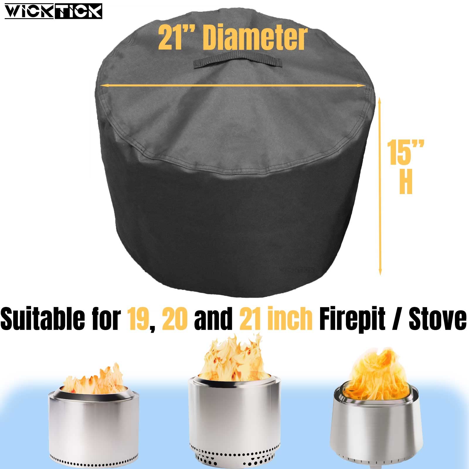 WICKTICK 30x30x25 In Gas Fire Pit Cover, Waterproof & Heavy Duty Cover fit 30x30 / 28x28 Inch Outdoor Tall Propane Firepit Tables