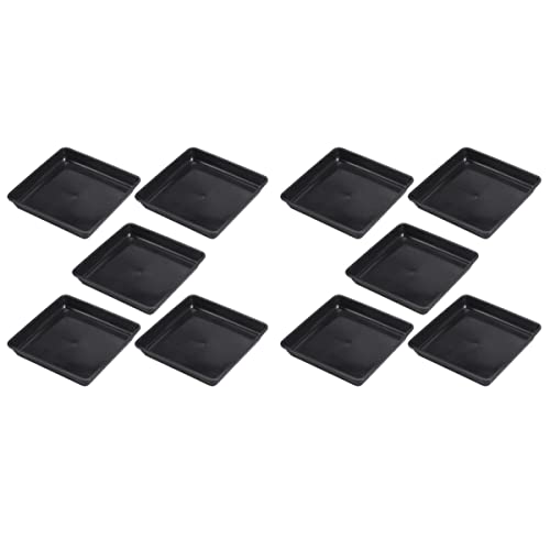 Yardwe 10pcs Watering Rectangular Office Flowers Coaster Pp Ashtray Plates Bonsai Seeding Receiving Dishes Pots Drip Holding Container Nursery Stand Plants Support Black Trays