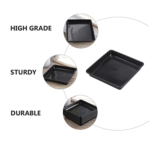 Yardwe 10pcs Watering Rectangular Office Flowers Coaster Pp Ashtray Plates Bonsai Seeding Receiving Dishes Pots Drip Holding Container Nursery Stand Plants Support Black Trays