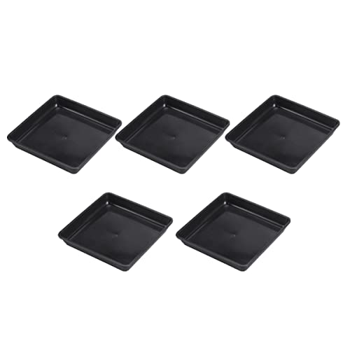 Yardwe 10pcs Watering Rectangular Office Flowers Coaster Pp Ashtray Plates Bonsai Seeding Receiving Dishes Pots Drip Holding Container Nursery Stand Plants Support Black Trays