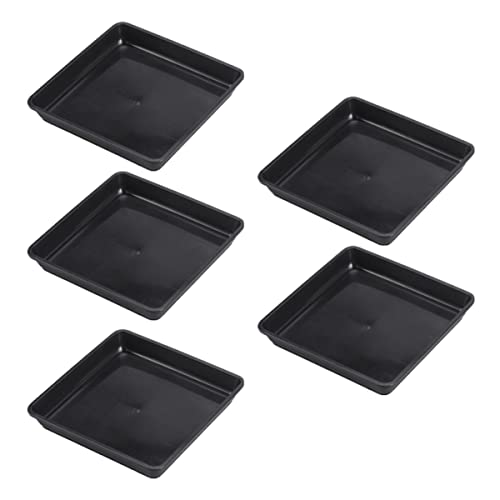 Yardwe 10pcs Watering Rectangular Office Flowers Coaster Pp Ashtray Plates Bonsai Seeding Receiving Dishes Pots Drip Holding Container Nursery Stand Plants Support Black Trays