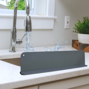 kitchen sink splash guard - (premium & upgraded design)- silicone sink splash guard for kitchen and bathtub with 5 strong suction cups - sink splash guard gray- dishwasher safe.