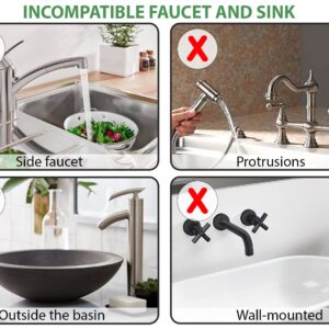 2 Pcs White Silicone Faucet Handle Drip Catcher Tray - Drip Catcher for Sink Faucet – Kitchen Faucet Drip Mat - Sink Faucet Splash Guard - Faucet Pad - Counter Faucet Mat - Silicone Sink Protector.