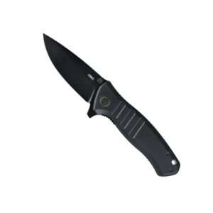 crkt dextro edc folding pocket knife: everyday carry plain edge, liner lock, aluminum handle 6295, gray and black