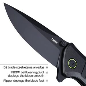 CRKT Dextro EDC Folding Pocket Knife: Everyday Carry Plain Edge, Liner Lock, Aluminum Handle 6295, Gray and Black
