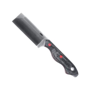 crkt razel fixed blade knife: everyday carry plain edge, d2 blade steel, resin infused fiber handle w/pocket carry sheath 4037,silver/black