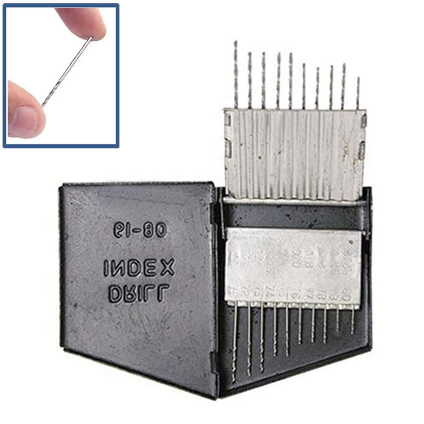 20pc HSS High Speed Steel Twist 0.34 to 0.99 mmMicro Mini Drill Bit Wire Gauge Set Index 61-80