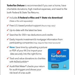 [Old Version] TurboTax Deluxe 2022 Tax Software, Federal and State Tax Return, [Amazon Exclusive] [PC/MAC Download]