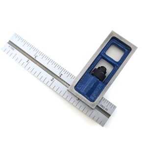 Benchmark Tools 106607 4” Woodworking Precision Double Square 1/8” and 1/16” Graduations Accurate to +/- 0.002 inch Over Length of Hardened Stainless Steel Blade