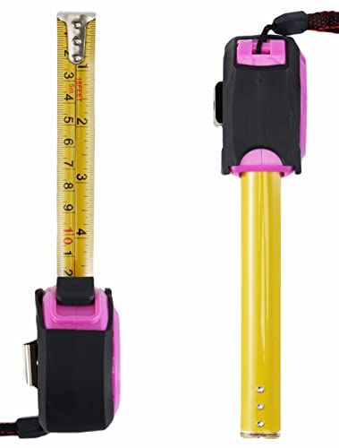 Greendale - 4 Pack of Pink 16ft Tape Measures - Retractable, Autowind and Easy Lock - Inches and Centimeters