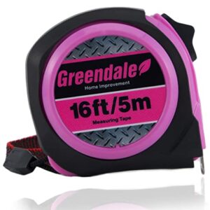 Greendale - 4 Pack of Pink 16ft Tape Measures - Retractable, Autowind and Easy Lock - Inches and Centimeters