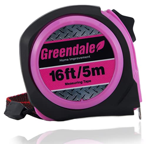 Greendale - 4 Pack of Pink 16ft Tape Measures - Retractable, Autowind and Easy Lock - Inches and Centimeters