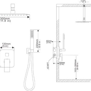 JingGang 12 Inch Ceiling Mount Brushed Nickel Shower System Bathroom Luxury Rain Mixer Shower Combo Set Ceiling Rainfall Shower Head System (Contain Shower Faucet Rough-in Valve Body and Trim)