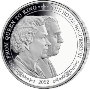 2022 de the royal succession powercoin from queen to king 1 kg kilo silver coin 25$ barbados 2022 proof