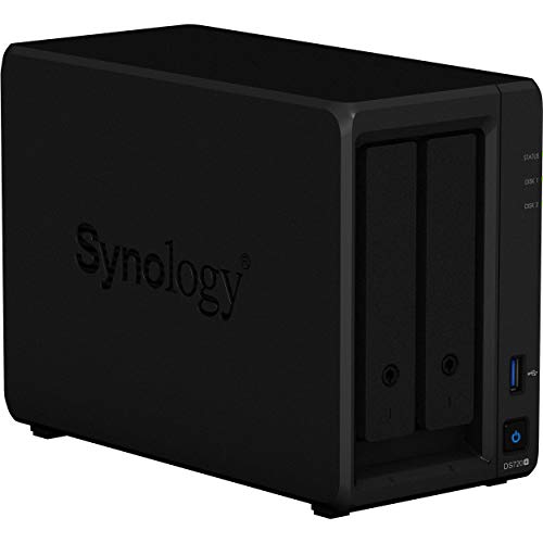 Synology DiskStation DS720+ NAS Server with Celeron 2.0GHz CPU, 6GB Memory, 32TB HDD Storage, 1TB M.2 NVMe SSD, 2 x 1GbE LAN Ports, DSM Operating System