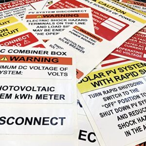 100-102_Solar Safety Labels- Pack of 43-2014, 2017 and 2020 NEC Pack -Solar Label Pack- 43 Premium UV Resistant Solar PV Safety Warning System Labels