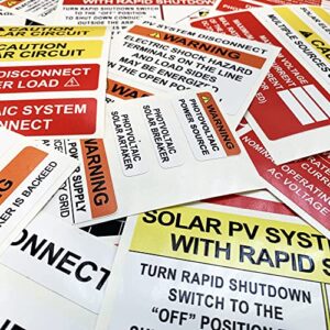 100-102_Solar Safety Labels- Pack of 43-2014, 2017 and 2020 NEC Pack -Solar Label Pack- 43 Premium UV Resistant Solar PV Safety Warning System Labels