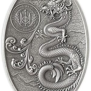 2024 DE Modern Commemorative PowerCoin Dragon Egg 3d Shaped 5 Oz Silver Coin 250 Francs Djibouti 2024 Antique Finish