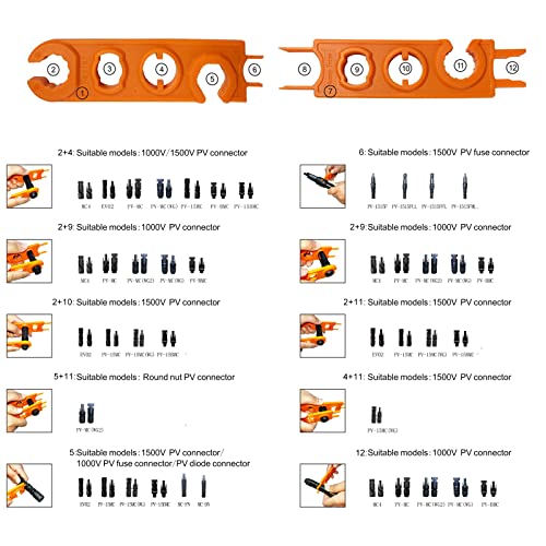 2 Pcs Solar Connector Wrench Tool Kit Assembly Disconnect Removel Spanner for Solar Panel Connector PV Extension Cable Wire Kit