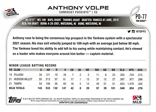 2022 Topps Pro Debut #PD-77 Anthony Volpe