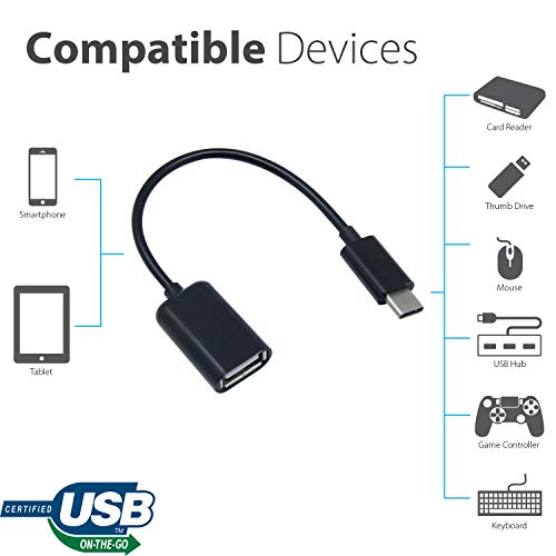 OTG USB-C 3.0 Adapter Compatible with Your Samsung Galaxy Tab S7 FE for Quick, Verified, Multi use Functions Such as Keyboard, Thumb Drives, mice, etc. (Black)