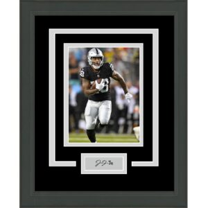 framed josh jacobs facsimile laser engraved signature auto las vegas raiders 14x17 football photo