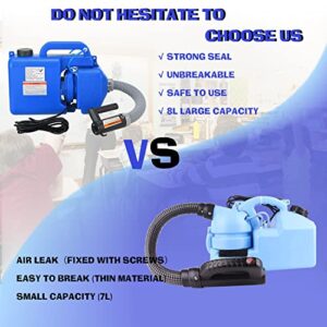 8L Electric Fogger Machine with Backpack, Ultra-Low Volume Sprayer Machine with Adjustable Flow Control Valve, Spraying Distance 26-40ft for Outdoor and Indoor Use