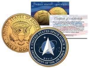 merrick mint united states space force ussf 6th branch 24k gold clad jfk half dollar us coin