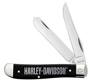 case 52231 harley mini trapper smooth folding blade pocket knife - boxed