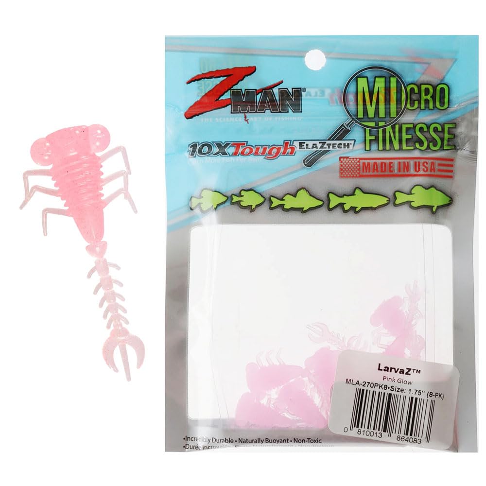 Z-Man MLA-270PK8 Larvaz 1.75" Pink Glow 8 Pack