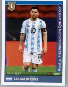 2021 panini stickers: road to fifa world cup qatar 2022#30 lionel messi argentina soccer mini sticker trading card